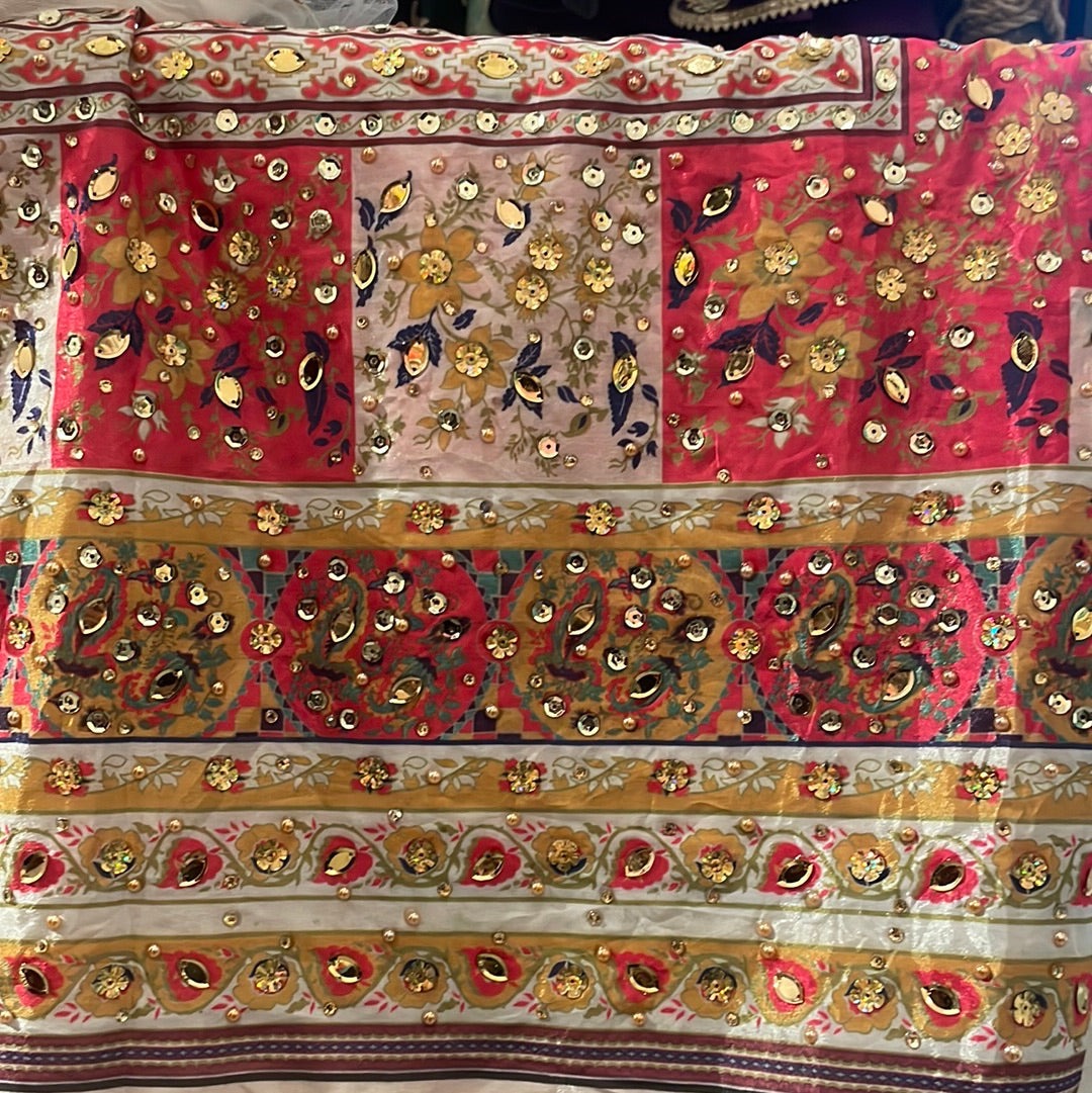 Pakistani mirror work and sequenced scarf/duppata